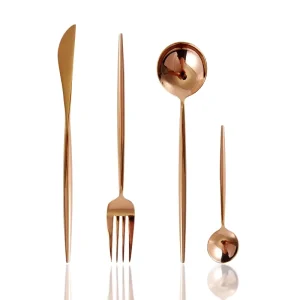 Mirror Rose Gold 304 Stainless Steel Cutlery Set Western Tableware Knife Fork Spoon Dining Soup Spoon Restaurant Use