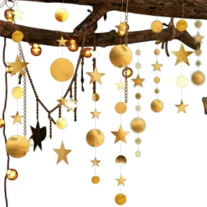 Mirror Rose Gold Glitter Paper Sequins Garland String Star Birthday Party Girl’s Bedroom Indoor Decoration