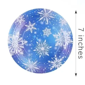 Modern Cartoon Snowflake Christmas Tableware Set Includes Paper Plates and Tablecloth Party Supplies