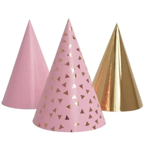 Modern Colorful Paper Party Hat Gold Stamp Triangle Pattern Supplies Birthday Celebrations Accessories 16CM 6