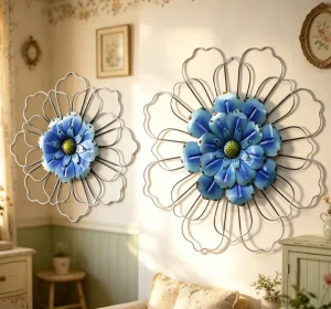Modern Design Metal Wall Art Decorative Flower Accent Handicraft for Hanging for Living Room Bedroom Hallway Spaces From India