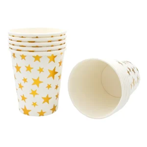 Modern Five Pointed Star Gold Foil 4 Color UV Printed High Quality Eco Friendly Disposable Paper Party Tableware Decorations