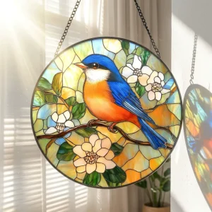 Modern Halloween Dragonfly Pattern Stained Glass Suncatcher 20cm/7.87inch Hanging Window Decor Hand Painted