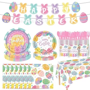 Modern Hot Selling Easter Bunny Egg Themed Paper Holiday Party Supplies for Spring Kids Celebration Event Gathering