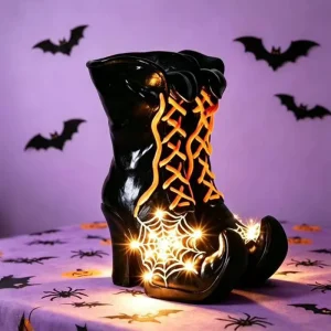 Modern Minimalist Style Halloween Props Spiderweb Witch Boots Glowing Resin Customizable Personal Gift