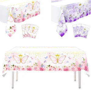 Modern Pink Spring Butterfly Themed Disposable Rectangular Waterproof Tablecloth Graduation Christmas Cross Border Girls’