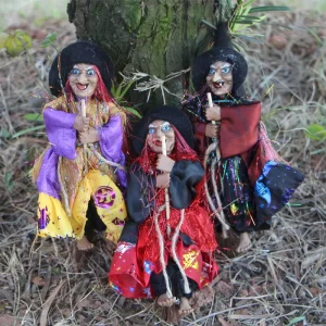 Modern Retro Halloween Witch Pendant Broom Hot Selling Ghost House Decoration Props for KTV Bar Festival Decorations