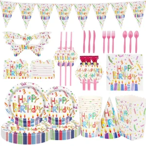 Modern Style Children’s Birthday Letter Candles White Theme Party Tableware Set Decoration