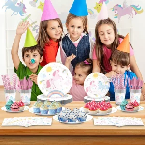 Modern Unicorn Birthday Party Supplies Kit Decorations Including Dinner Dessert Plates Napkins Banner Tablecloth