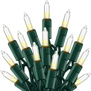 Modern Warm White Christmas Lights 20FT 100 Count Incandescent Waterproof Indoor Outdoor Christmas Tree String Lights