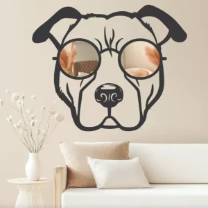 Modern Wood Still Life Pitbull Statue MirroredUnique Wall Hanging Living Room Home Decor Easter Wedding Wall Art Dog Lover Gift