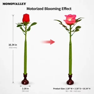 Momovalley Dynamic Opening Petal Rose Light Romantic Atmosphere LED Flower Ornament for Anniversary Party Table Decor