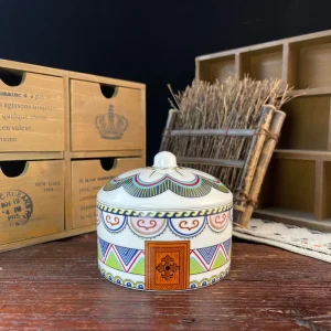 Mongolian Characteristic Soup Bowl Lid Overglaze Color Ceramic Craft Yurt Style Soup Basin Ethnic Crafts Hotel Tableware