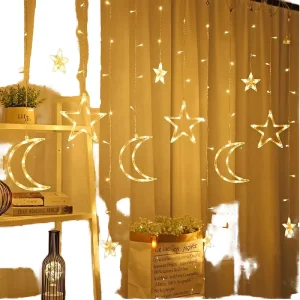 Moon Star LED Lanterns for Christmas Decor 3M Warm White Plastic Indoor IP44 Festive Lighting Islamic Decorative Lights