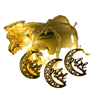 Moon Star LED String Lights EID Mubarak Ramadan Kareem Decoration for Home Islam Muslim Event Party Supplies Eid Al Fitr Decor