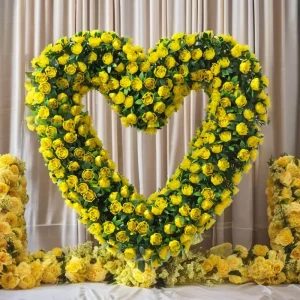 Most Popular Artificial Heart Shaped Floral Wreaths Hanging Flower Plant Garland for Home Door Wedding Decor