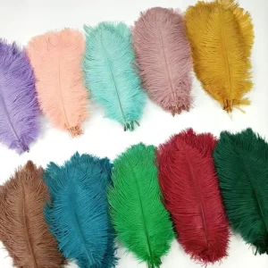 Multi-Color Smooth Fluffy Ostrich Feather Drabs Large 40-45CM White Red Fabric Faux Dyed