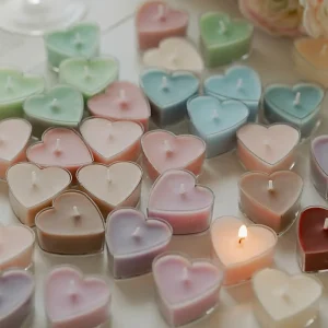 Multi Pastel Color Heart Scented Tealight Candles Soy Wax for Christmas Birthday Party Holiday Indoor Scene Supplies
