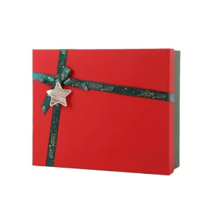 Multi size Red Green Christmas Rigid Gift Boxes Star Ornament Ribbon Bow Packaging for Holiday Xmas Present Wrapping
