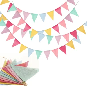 Multi-size Triangle Pennant Bunting Banner Garland for Baby Shower Birthday Wedding Indoor Outdoor Nursery Playroom Wall Party