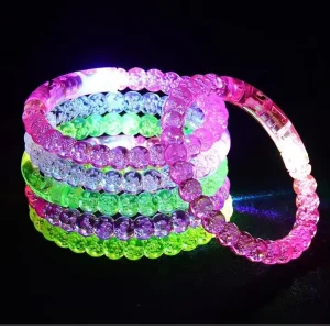 Multicolor Bubble Bead Acrylic Light Wristband LED Flashing Luminous Bracelets Neon Party Decoration Supplies