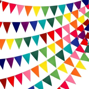 Multicolor Party Garland Felt Fabric rainbow Pennant Banners for Birthday Party Classroom Decoration