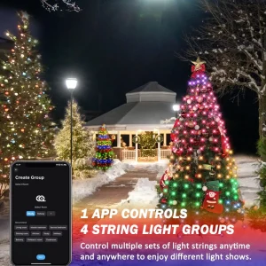 Multicolor Smart LED Animated Outdoor Christmas Tree Light APP Control Party Christmas Decorative Lighting