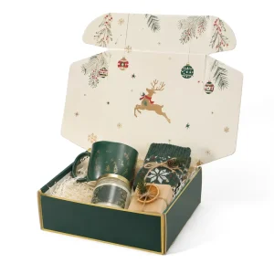 Multiple Sizes Christmas Paper Mailer Box Holiday Gift Set Packaging Box for Xmas Mug Socks Candle Gift Sets