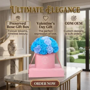 Mushroom Head Hug Bucket Decor Preserved Rose Flower Bouquet Gift Box Mother’s Day Valentine’s Day Halloween Festival Decoration