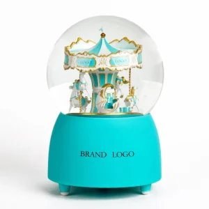 Musical Snow Globe Custom 45 55 65 80 100 Mm Luxury Brand Carousel Crystal Resin Water Ball Souvenir For Business Gift