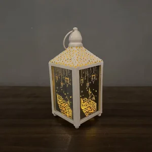 Muslim Festival White Color Led EID Decorative Metal Ramadan Lantern