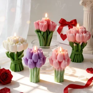 N 034 Handmade Romantic Wedding Gift Scented Candles Decoration Tulip Bouquet Flower Shape for Weddings Aroma Candles
