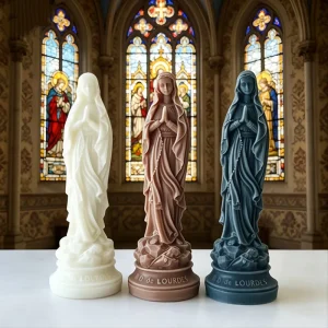 N 116 Handmade Soy Wax Virgin Mary Sculpture Aromatherapy Candle with Color Changing Easter Catholic Decorative Scented Candle