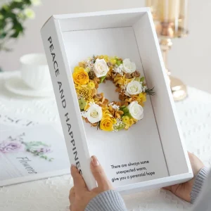 Natural Forever Rose Eternal Preserved Roses Real Flowers Wreath for Wedding Mother’s Day Valentines Home Decoration
