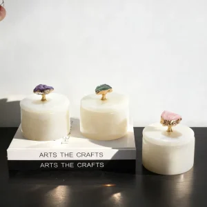 Natural Jade High end Art Deco Storage Jar Aromatherapy Jewelry Jar Modern Simple Design Living Room Desktop Decoration