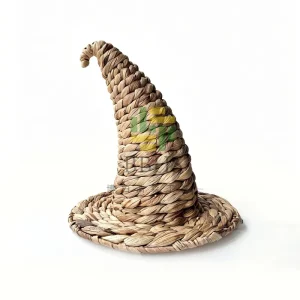 Natural Material Water Hyacinth Cone shaped Creative Wizard Hat Ornament Decoration Halloween Decor