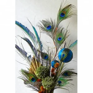 Natural Peacock Feather Christmas Ball for Xmas Tree Ornament Festive Fall Autumn Wedding Decor Party Holiday Gift Craft Supply