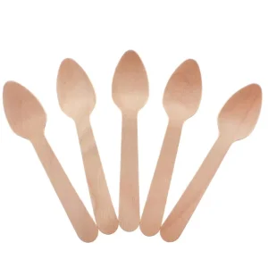 Natural Recyclable Disposable Wooden Spoon Birchwood Eco Tableware for Family Festival Dinner Courtyard Garden Daily Supply