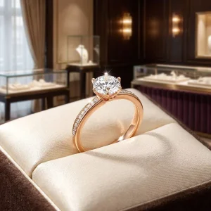 Natural Solitaire Diamond Ring Au750 Classic Six Claw Paved Band Fine Jewelry for Wife Birthday Surprise Gift