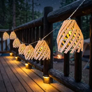 Natural-toned Rattan String Lights Outdoor Camping Garden Festive Decoration String Lights