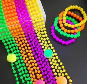 Neon Beaded Bracelets Necklaces Birthday Party Fancy Dress Costume Accessories Mardi Gras Throws