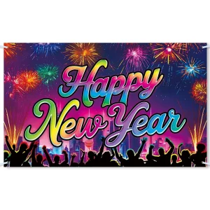 New 7x5ft Neon Happy New Year Banner Backdrop New Years Eve Party Supplies Happy New Year Decorations Multicolor Favors