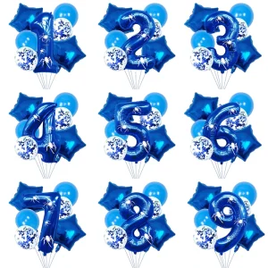 New Arrival Blue 32 Inch Spider Number Foil Helium Balloon Set First Birthday for Baby Shower Party Decoration