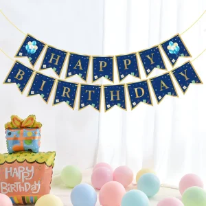 New Arrival Fireworks Balloon Blue Happy Birthday Fish Tail Swallow Big Size Paper Party Decoration Hanging Flag Banner Colorful