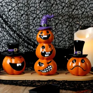 New Arrival Halloween Decorations Smiling Face Scary Pumpkin Resin Ghost Festival Home Party Ornaments