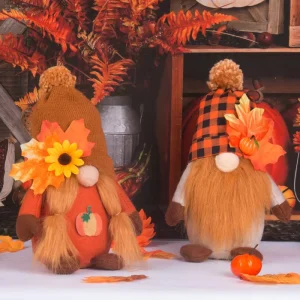 New Arrival Halloween Pumpkin Harvest Maple Leaf Faceless Gnome Doll Thanksgiving Autumn Figurines Home Decor Ornaments