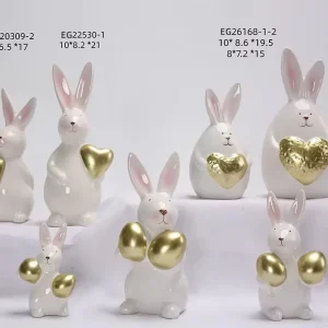 New Arrival Hand Painted Cute Ceramic Egg 3D Rabbits Home Decoration Accessories Easter Table Ornaments for Home Decor