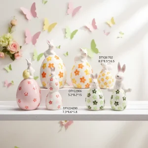 New Arrival Handmade Glow Ceramic Bunny Figurine Spring Easter Rabbit Tabletop Decoration