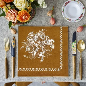 New Arrival Luxury Square Vintage Brown Disposable Paper Napkin Printed Pattern for Picnics and Parties