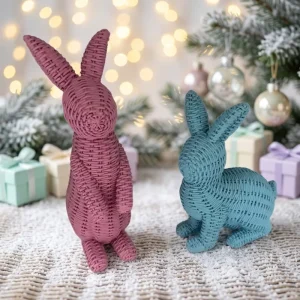 New Arrive Polyresin Rabbit Pink and Blue Easter Gift with Funny Lovely Bunny Table Decoration